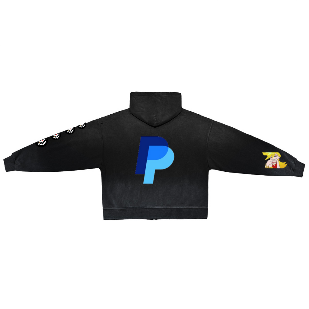 Unisex Washed Distressed Dystopian Streetwear Zip-Up Hoodie(420GSM)