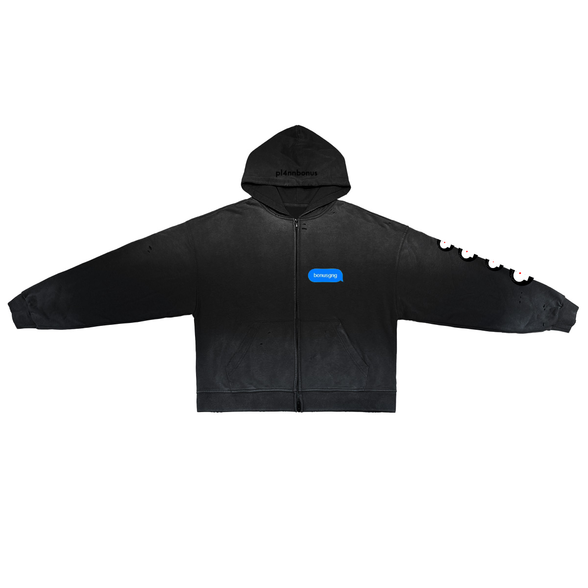 Unisex Washed Distressed Dystopian Streetwear Zip-Up Hoodie(420GSM)