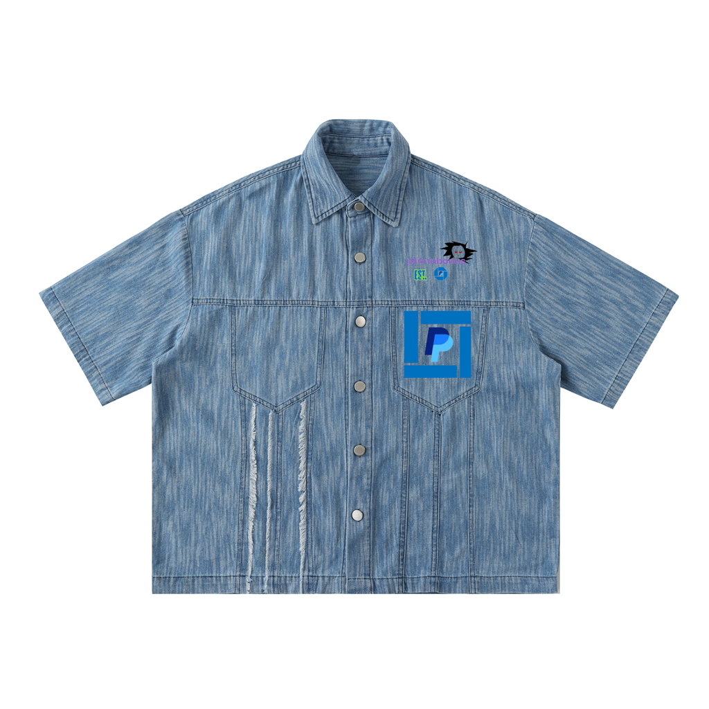 Distressed Wash Short-Sleeve Shirt