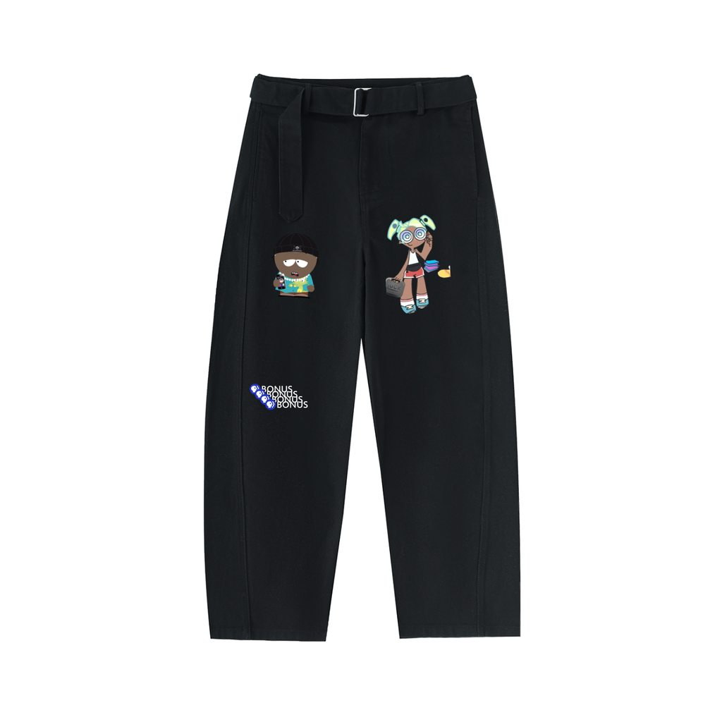 Belted Barrel-leg Chino Pants